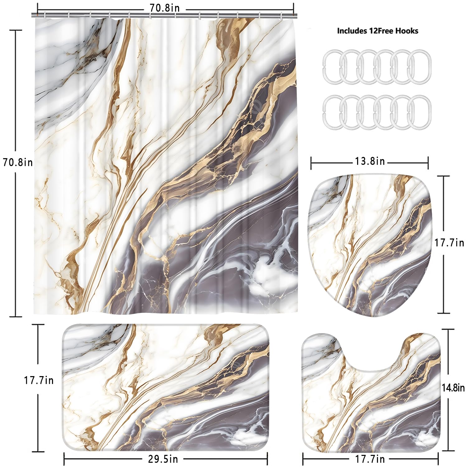 Nkzply shower curtain includes 12 hooks for easy hanging