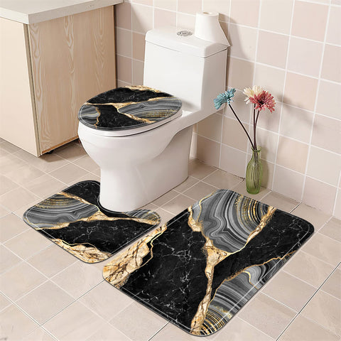Nkzply U-shaped bath rug stays securely in place with dot-pattern non-slip backing.