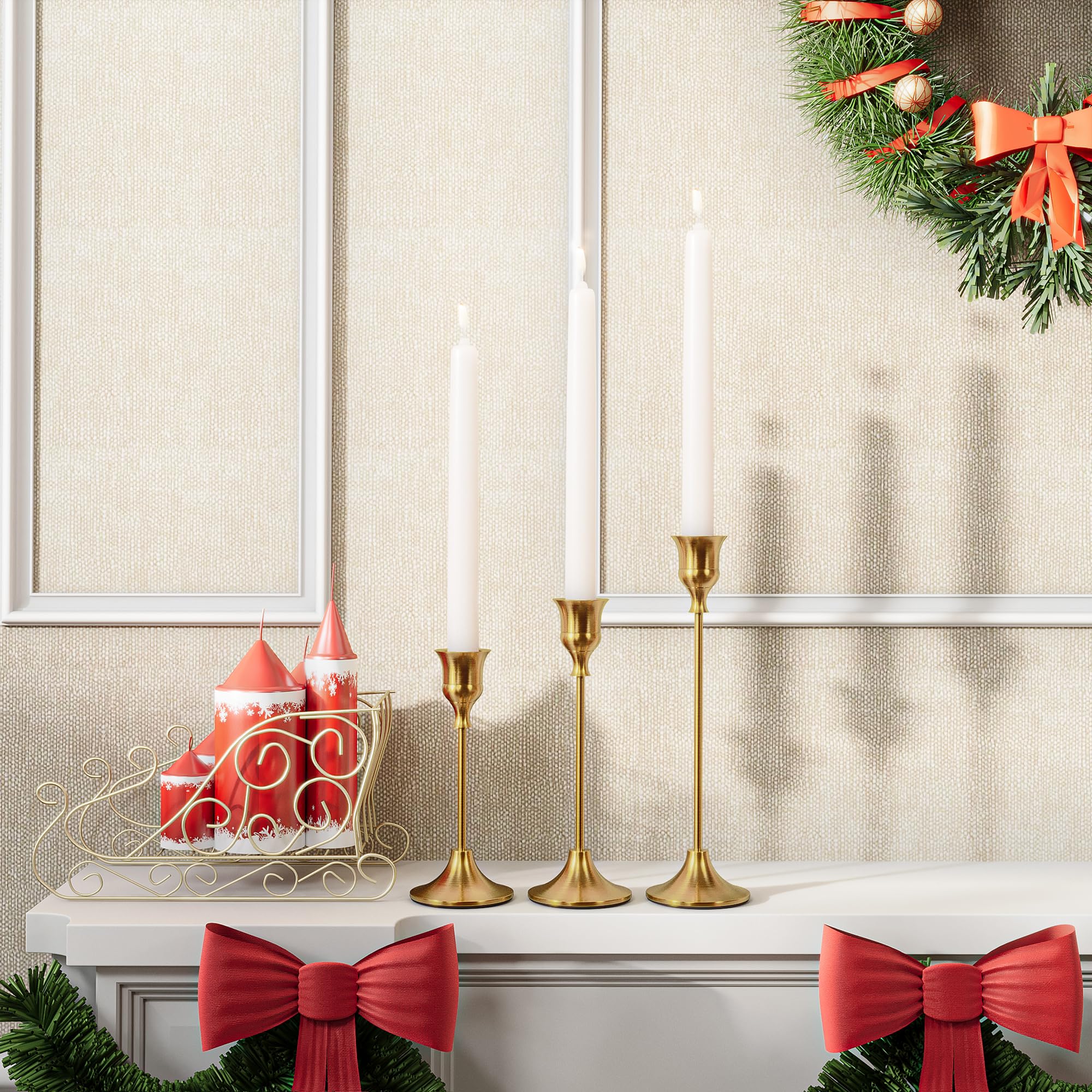 NLBTW mantelpiece candlesticks enhance fireplaces with refined rustic charm.