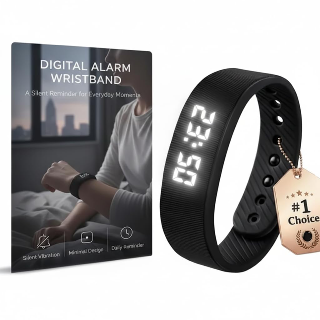 NLCCLTQ effective alarm clock black wristband highlights discreet alarms for deep sleepers.
