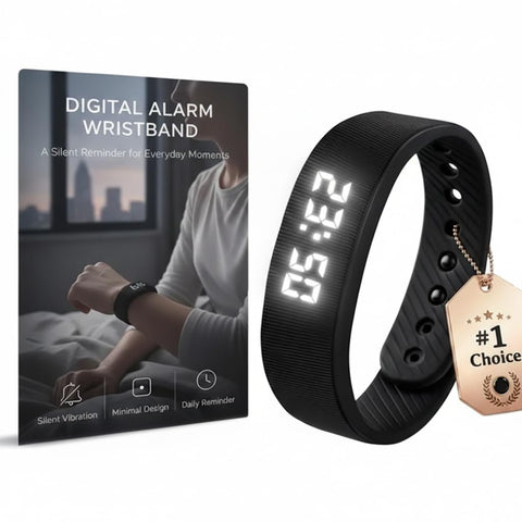 NLCCLTQ effective alarm clock black wristband highlights discreet alarms for deep sleepers.