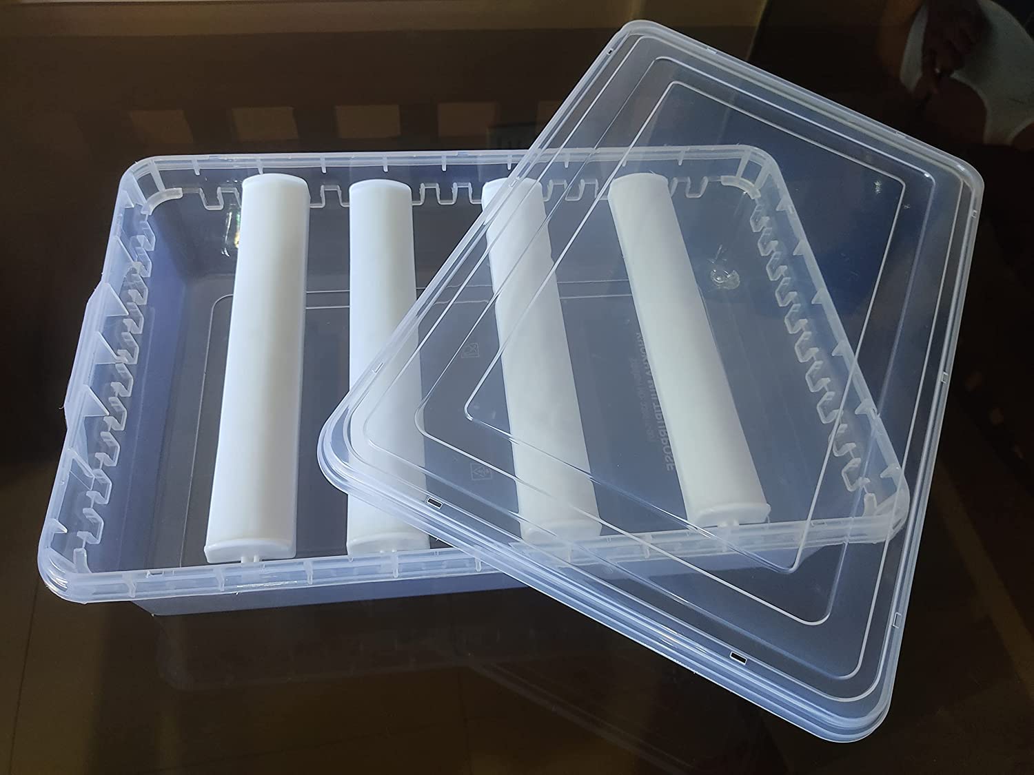 NMII rectangular transparent case provides quick access to watches and accessories.