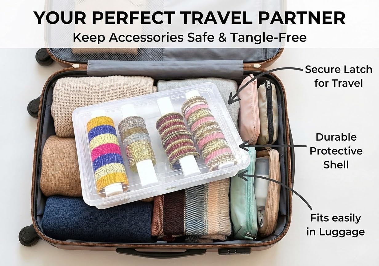NMII clear jewellery box enhances visibility for fast selection before heading out.