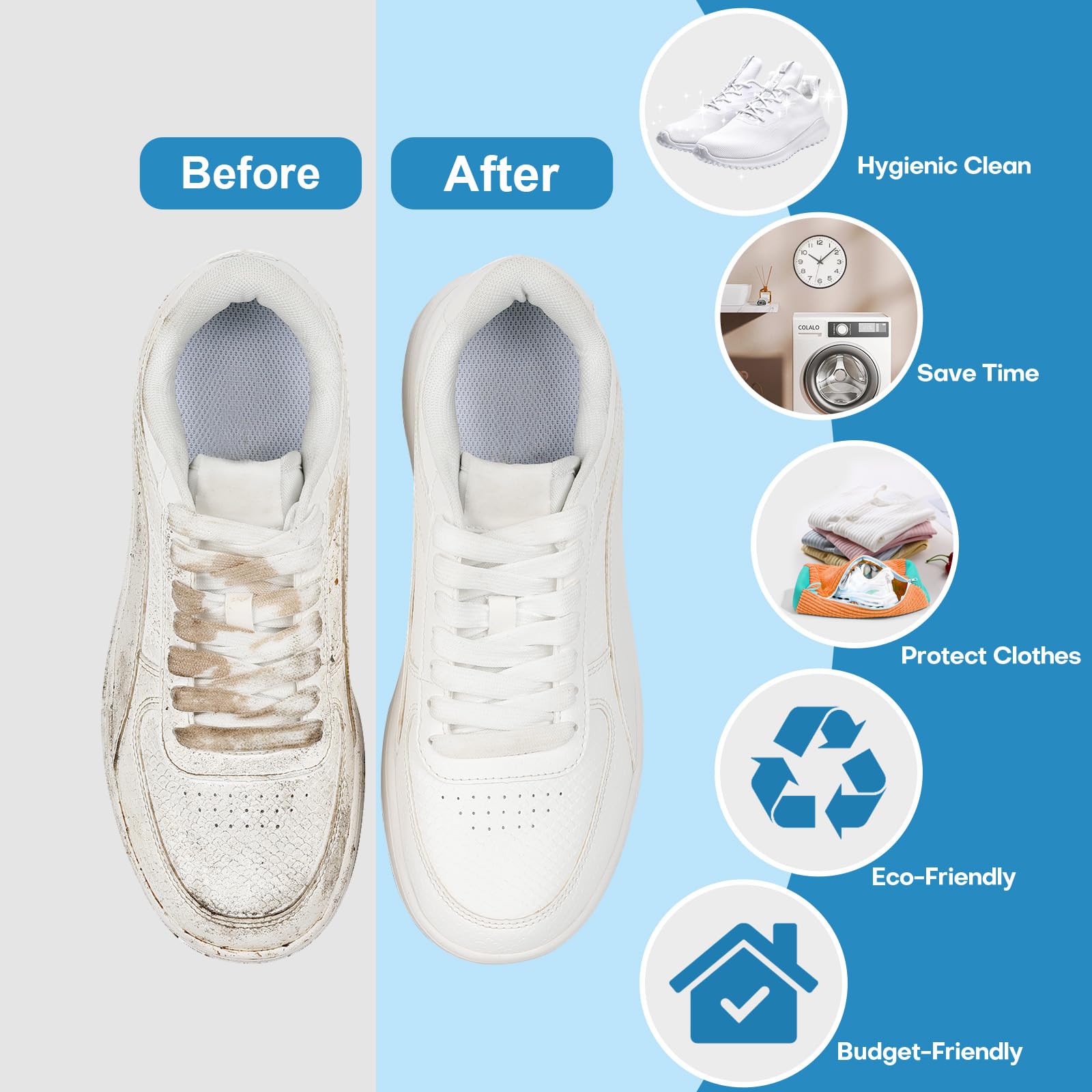 NMQHPA laundry shoe bag protects shoes and washer during wash cycles.