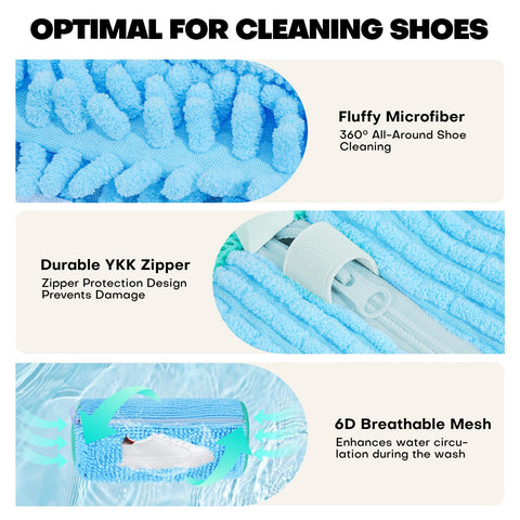 NMQHPA shoe washing bag durable-material-zipper protects washer while cleaning.