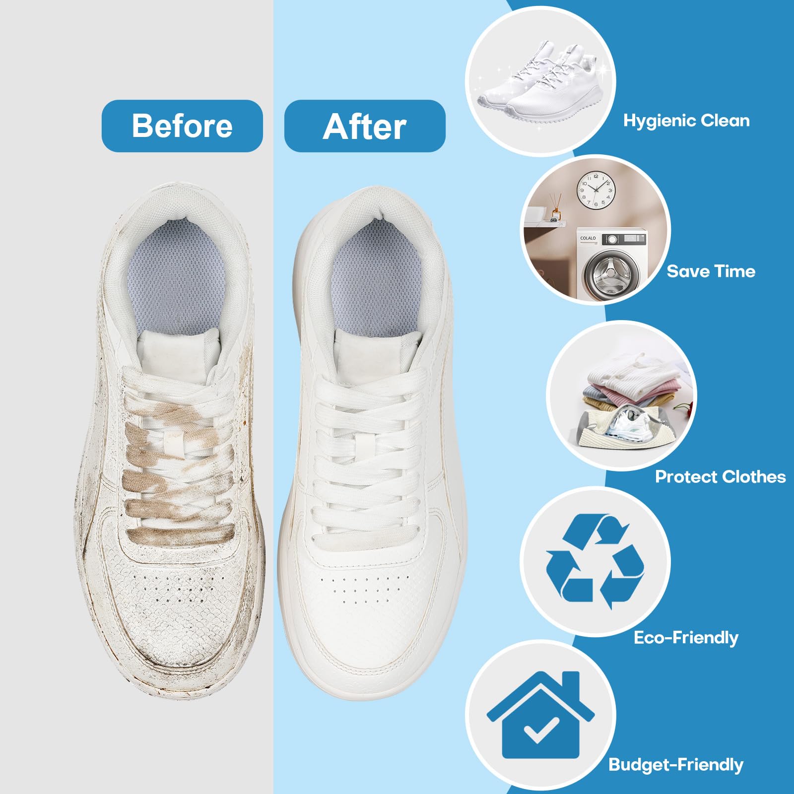 NMQHPA shoe washing bag protects shoes and washer during cycles.