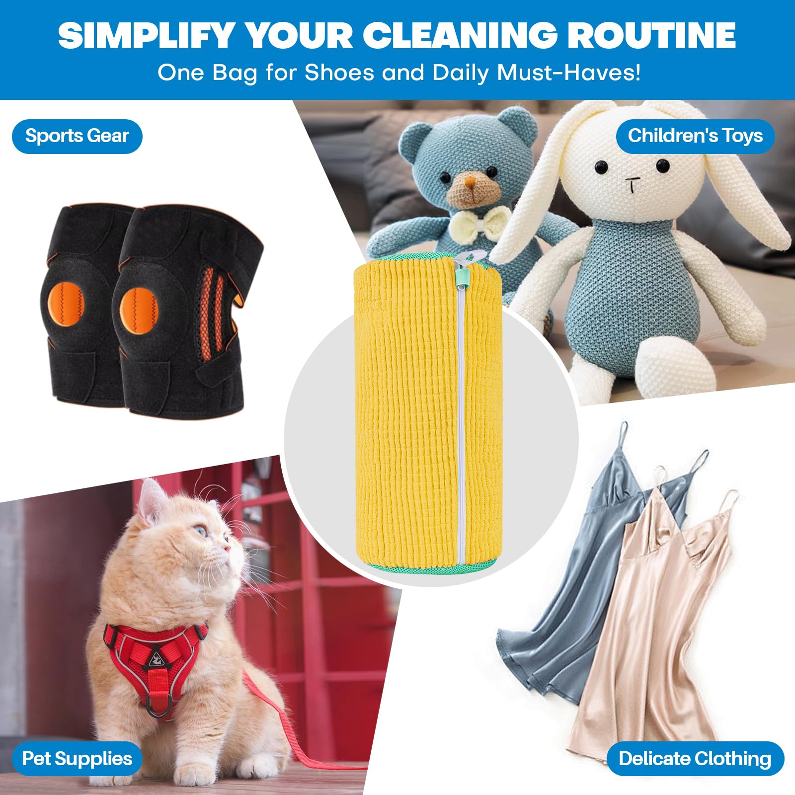NMQHPA yellow bag fits most shoes for versatile laundry care.