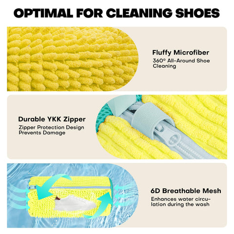 NMQHPA yellow bag interior shows chenille microfiber fibers for deep cleaning.