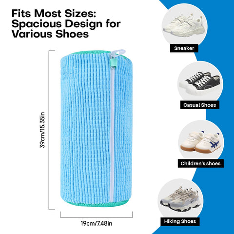 NMQHPA shoe washing bag zipper-detail highlights hidden zipper for safe washing.