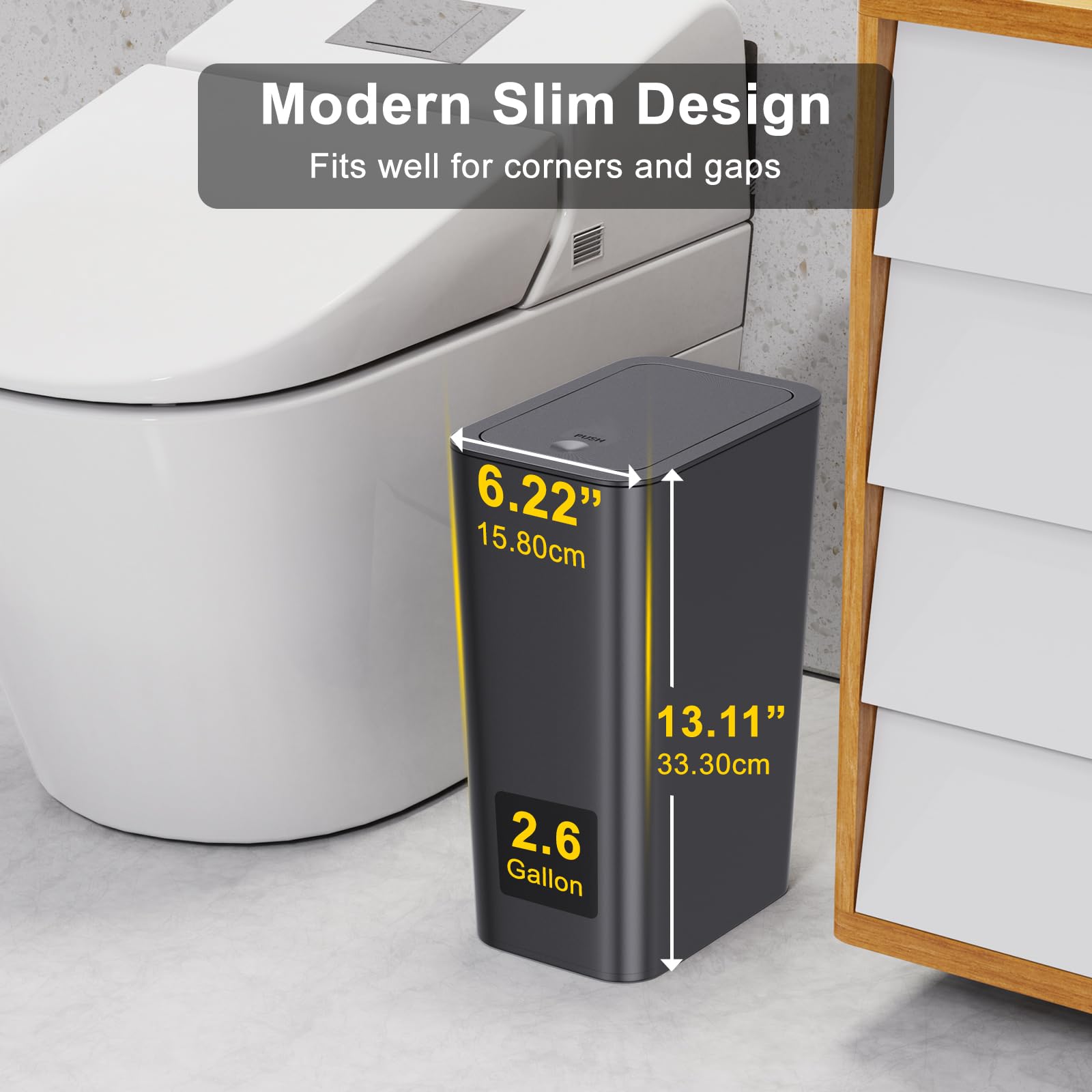 N. NETDOT small trash can with pop-up lid, easy disposal.