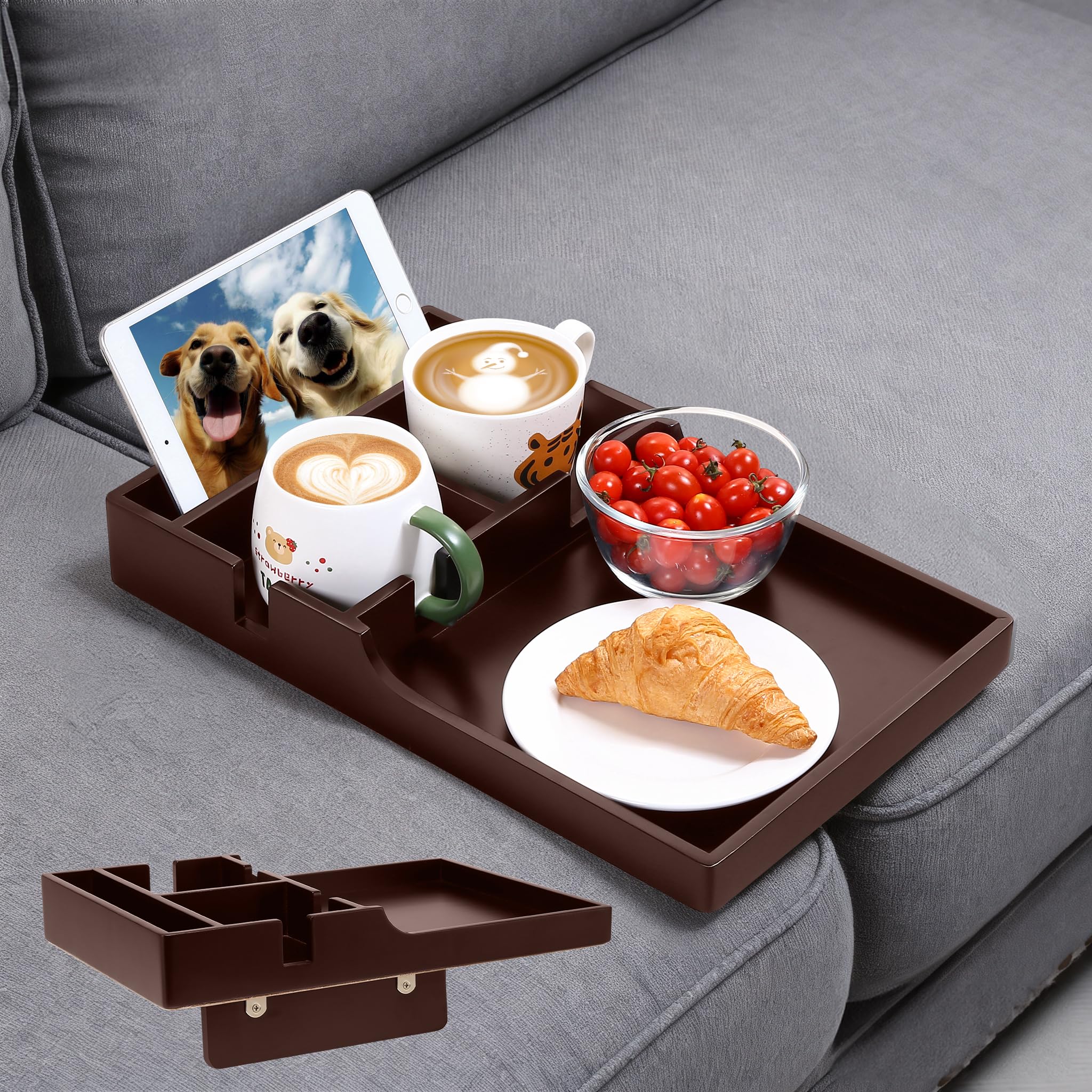 Nnewvante couch insert tray between seat gaps provides a stable surface for snacks.