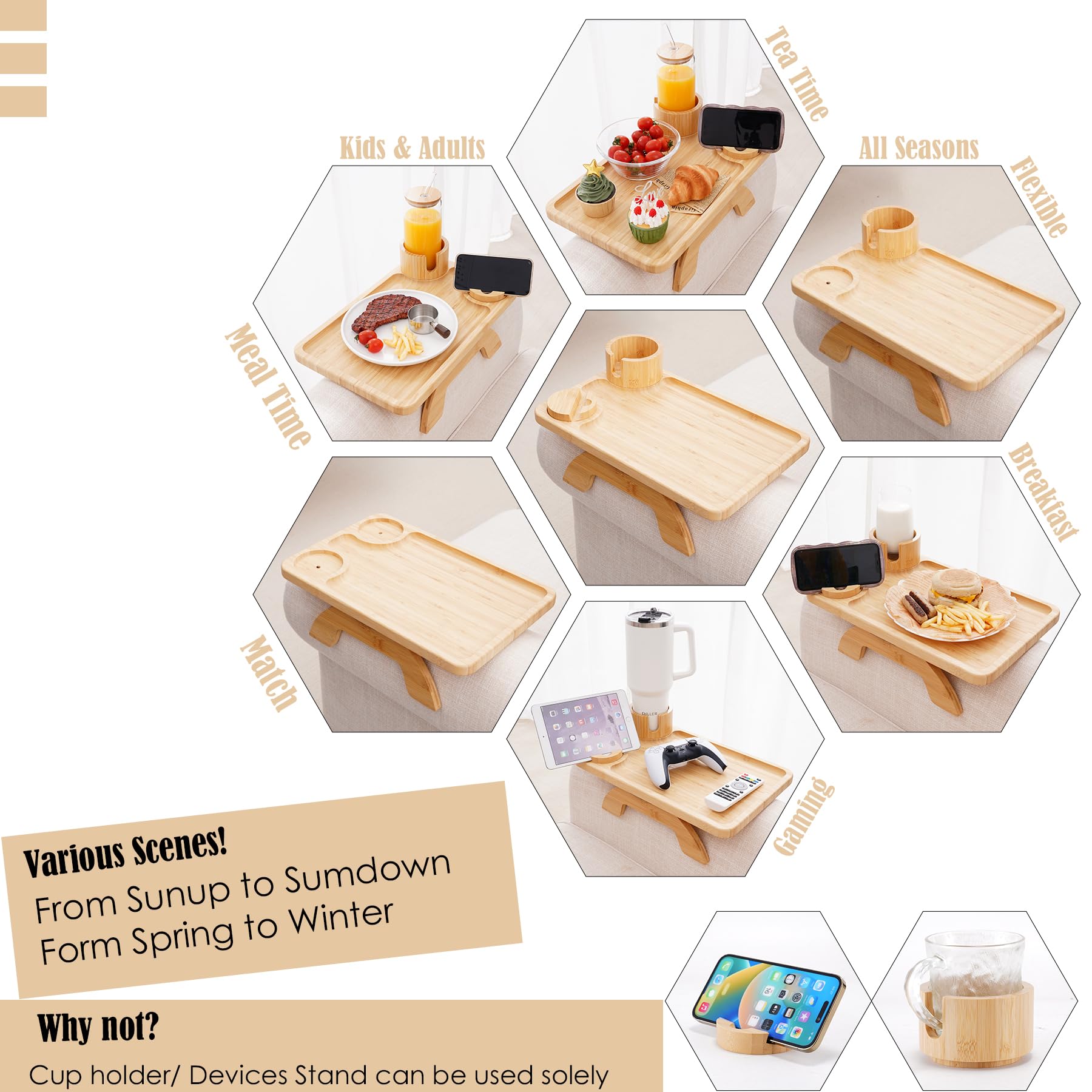 Nnewvante anti-slip pads keep tray stable on sofa.