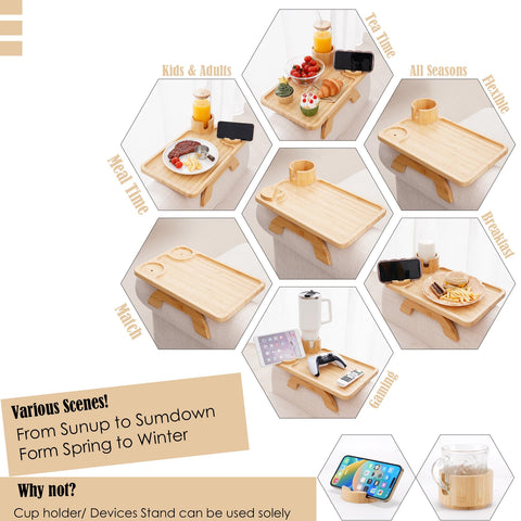 Nnewvante anti-slip pads keep tray stable on sofa.