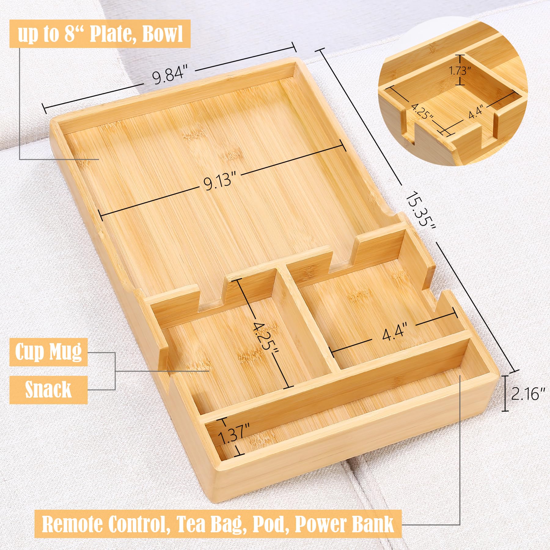 Nnewvante bamboo tray surface wipes clean in seconds.
