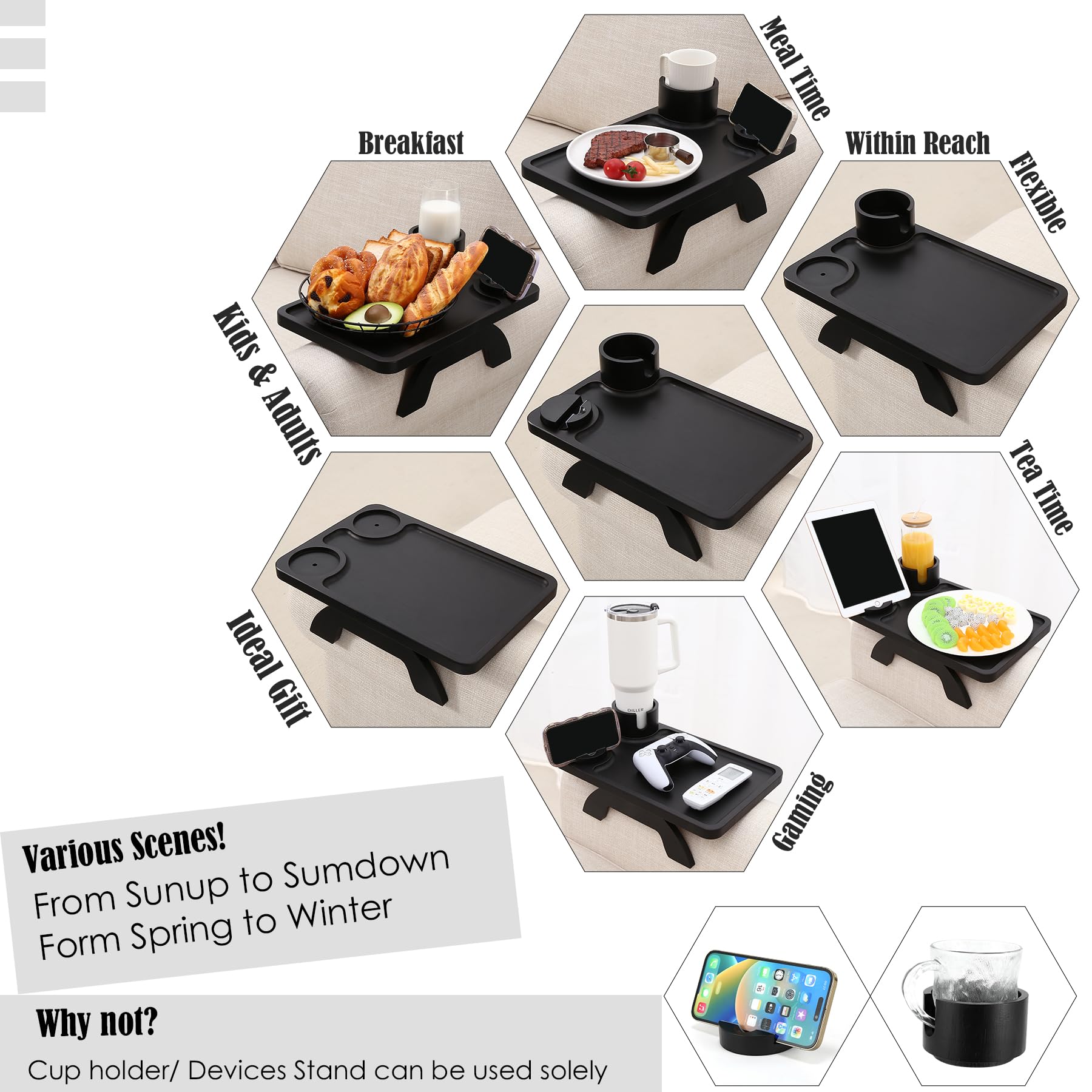 Nnewvante phone stand on arm tray enables hands-free viewing.