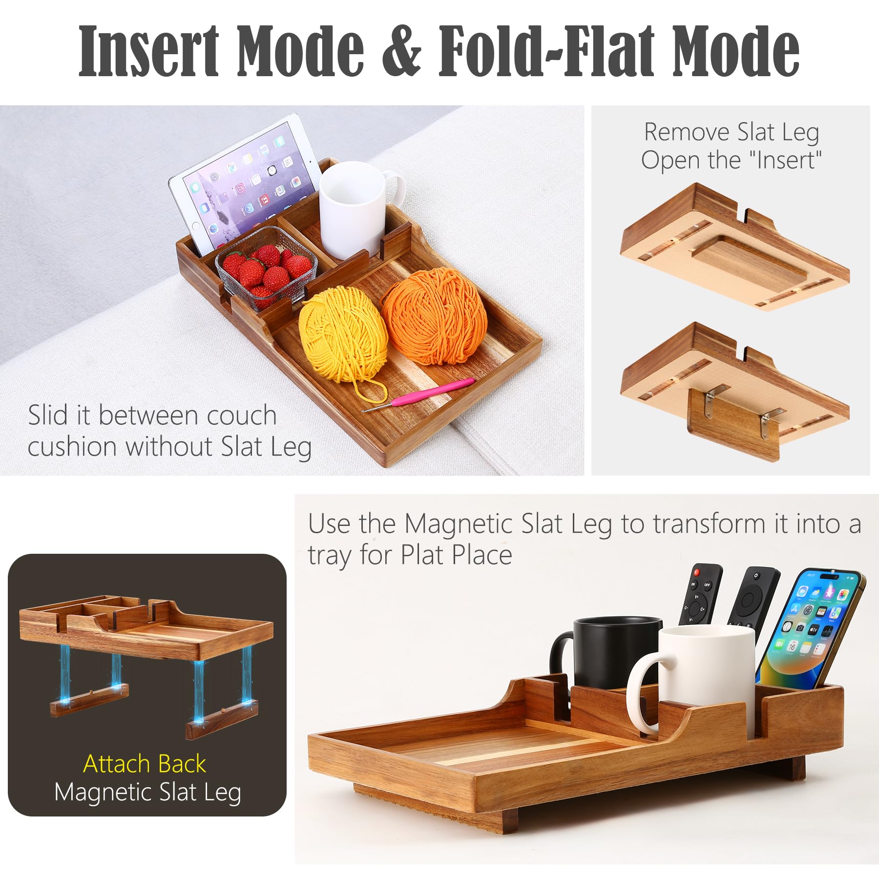 Nnewvante space-saving sofa tray designed for small spaces and tidy living areas.