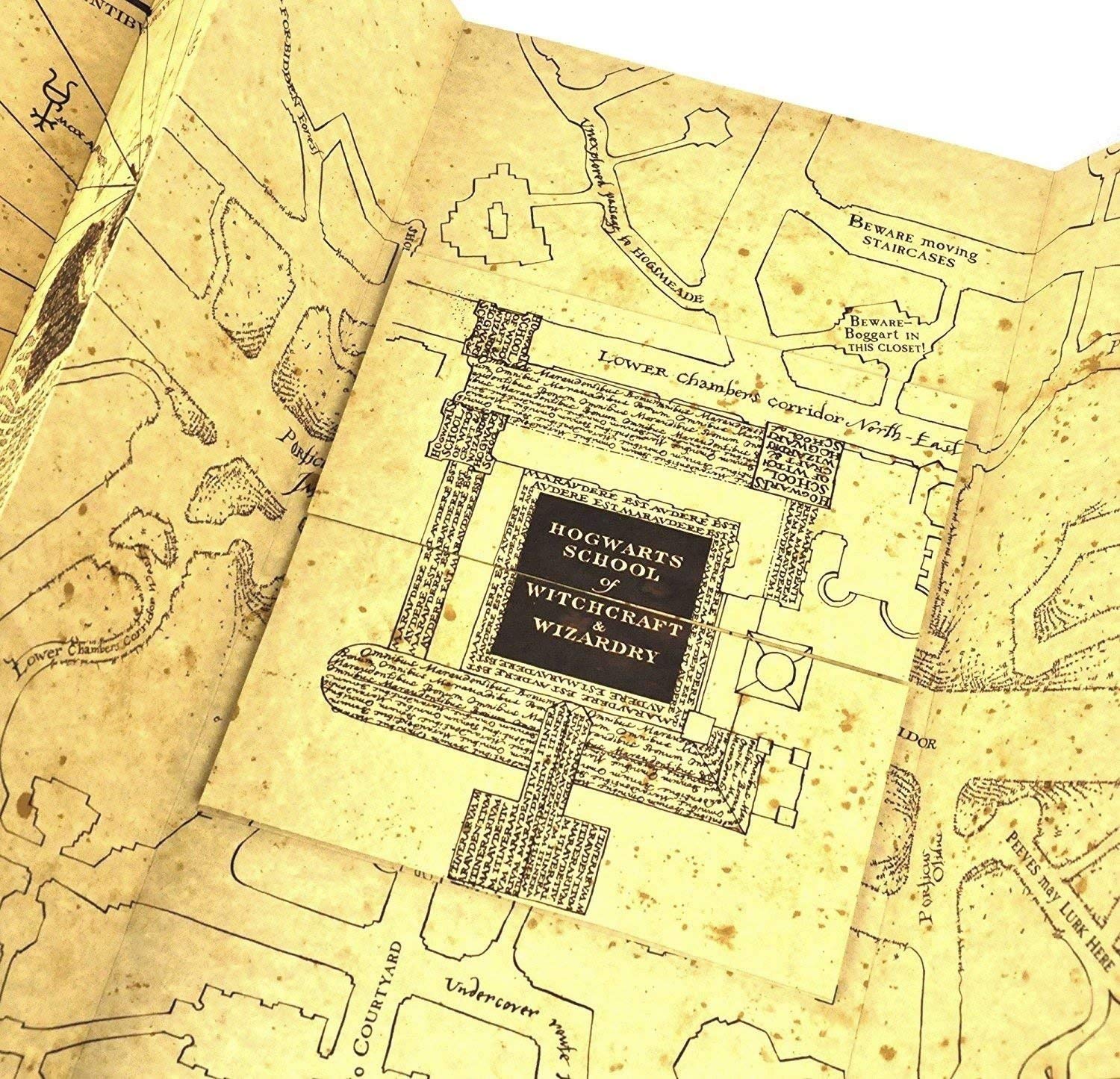 The Noble Collection Marauder's Map open size 15.5 x 72 inches.