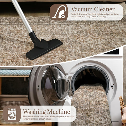 NoiFamo machine-washable rug simplifies cleaning for busy homes.