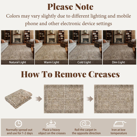 NoiFamo rug with non-slip backing keeps high-traffic areas secure on hard floors.