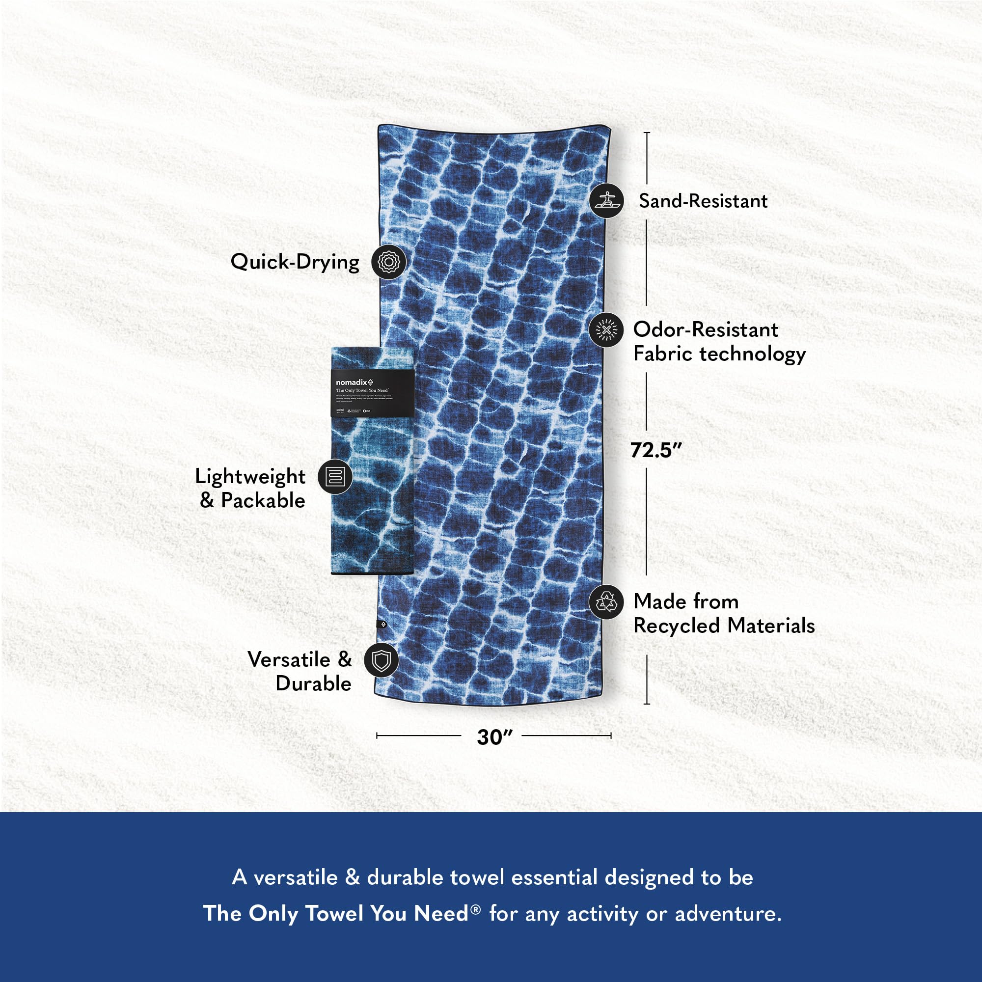 Nomadix Original Towel color-fast print stays vibrant without bleeding.