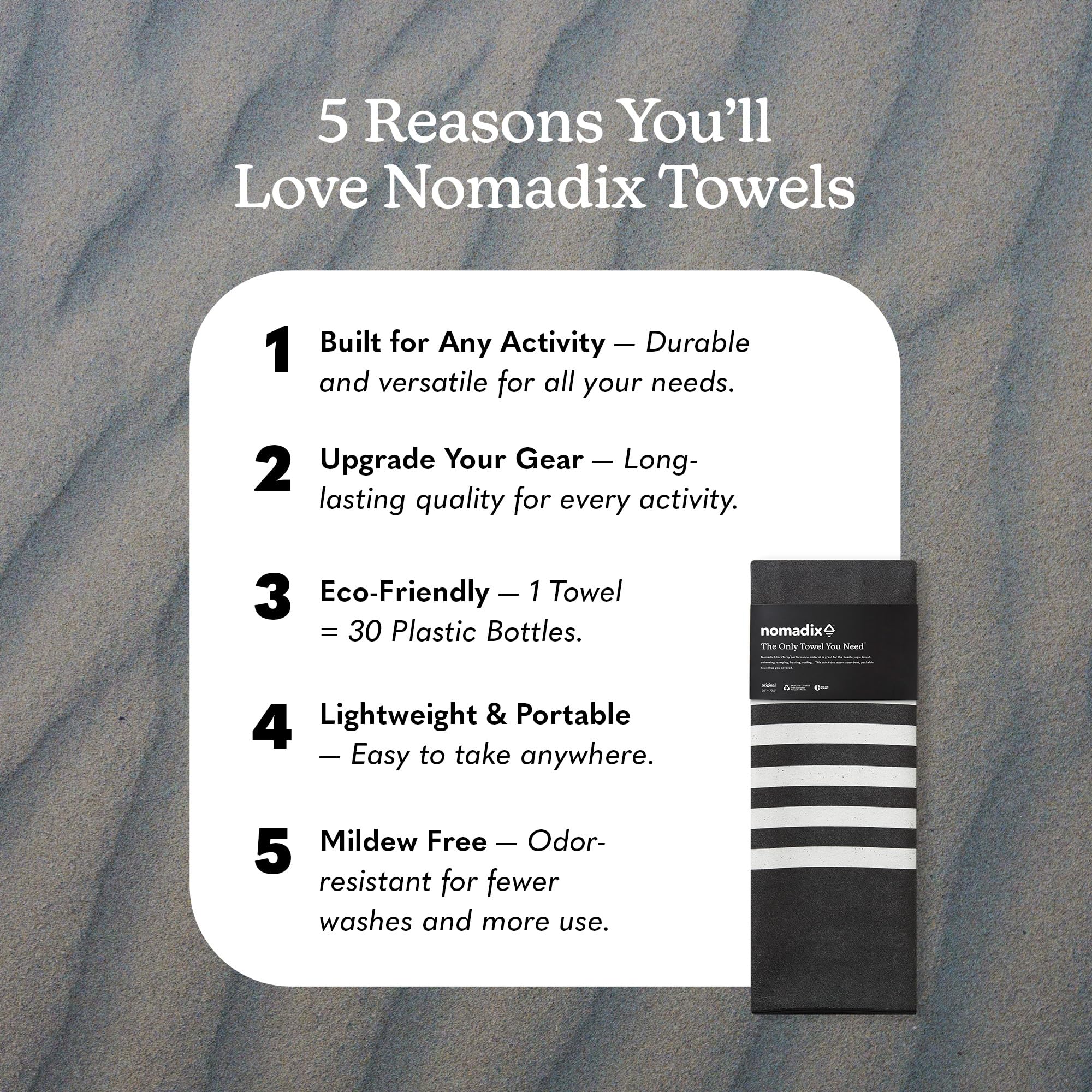 Nomadix Original Towel poolside dry image highlights sand resistance