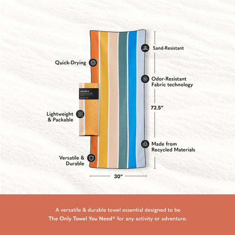 Nomadix Original Towel poolside, quick-drying surface ideal for sun lounging.