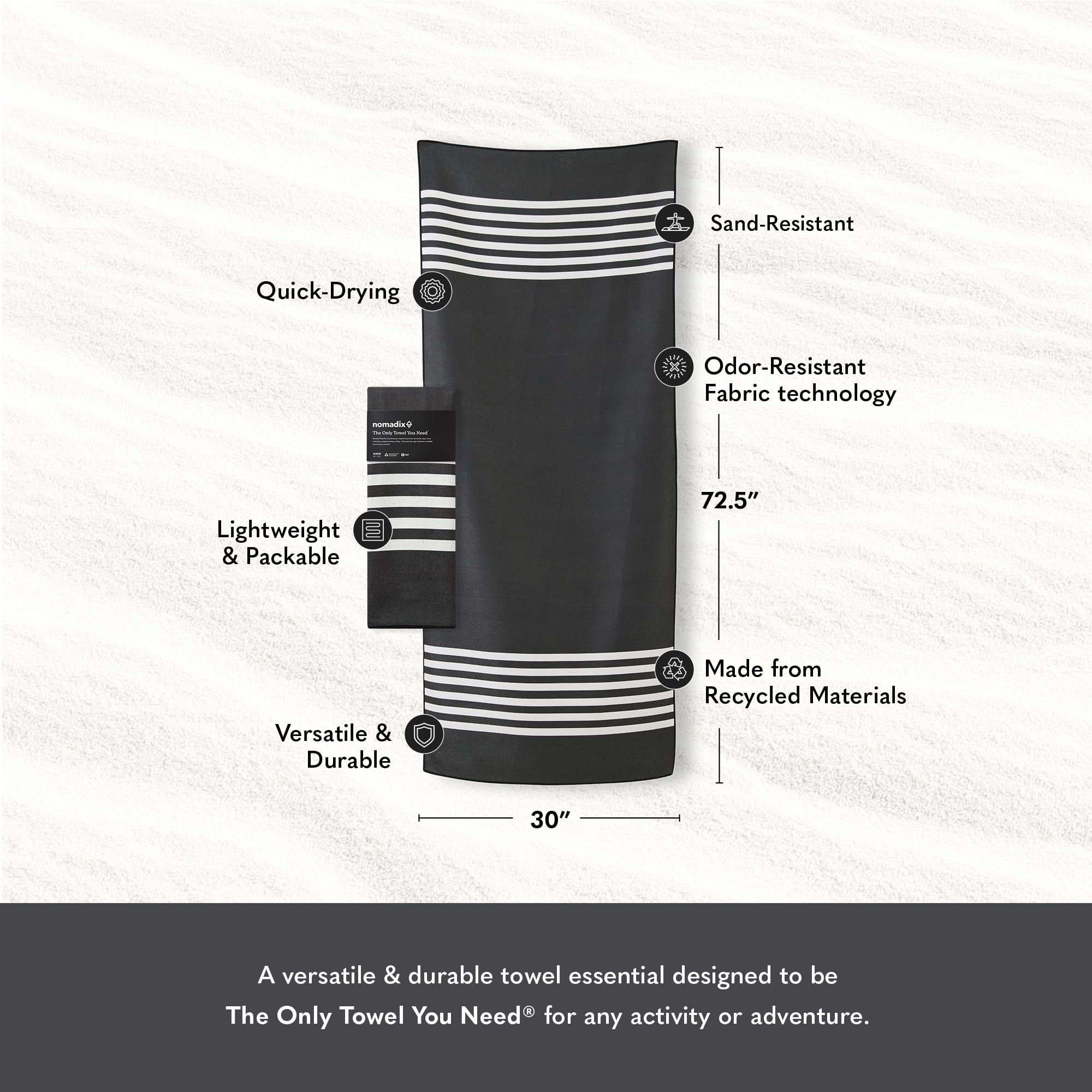Nomadix Original Towel sand resistant surface captured at the beach