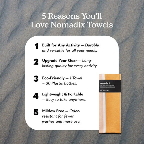 Nomadix Original Towel at the beach, sand-resistant design keeps cleanup quick.
