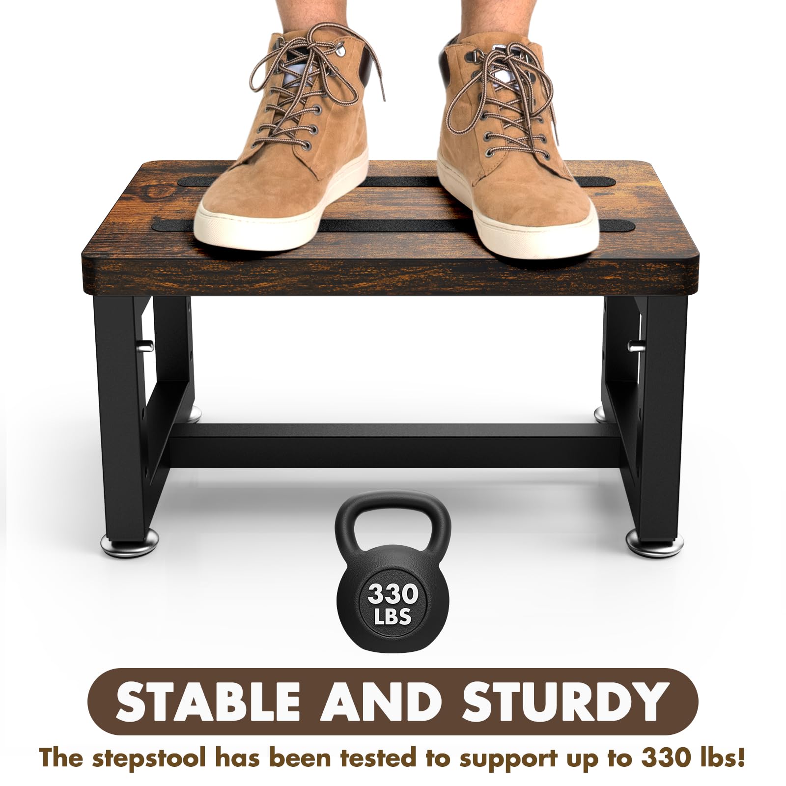 Non-slip rubber feet safeguard floors on different surfaces.