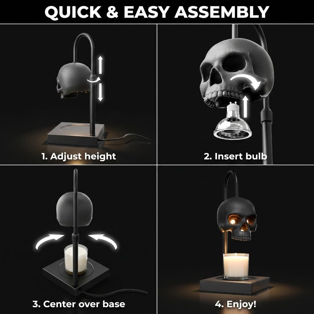 Nomnu Skull base provides stable support for centered gothic decor.