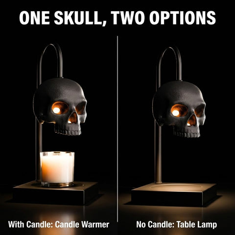 Nomnu Skull Warmer controls with dimmer for customizable mood lighting.