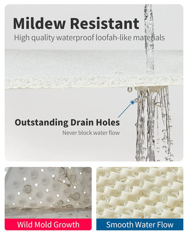 Non Slip Shower Mat drain holes promote fast drainage and quicker drying