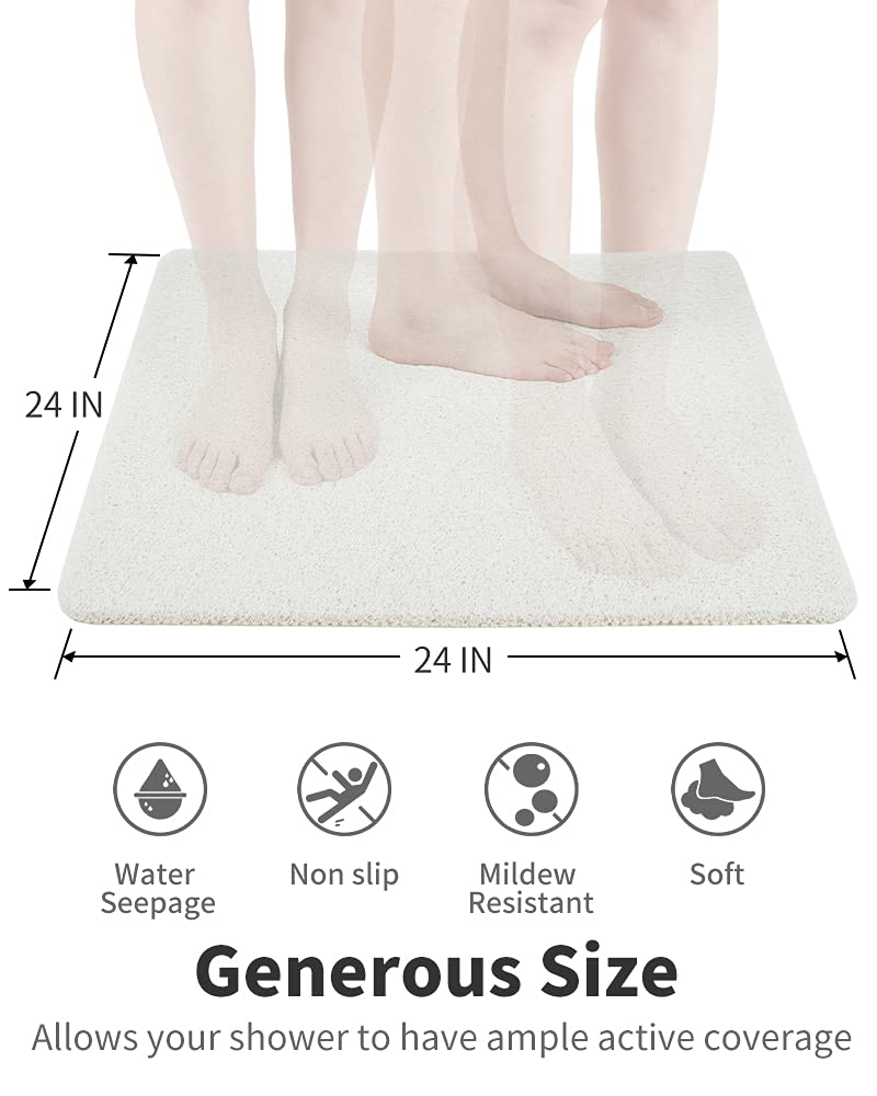 Non Slip Shower Mat soft loofah layer gently exfoliates feet during showering