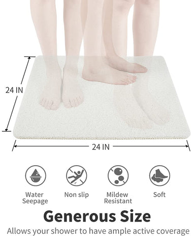 Non Slip Shower Mat soft loofah layer gently exfoliates feet during showering