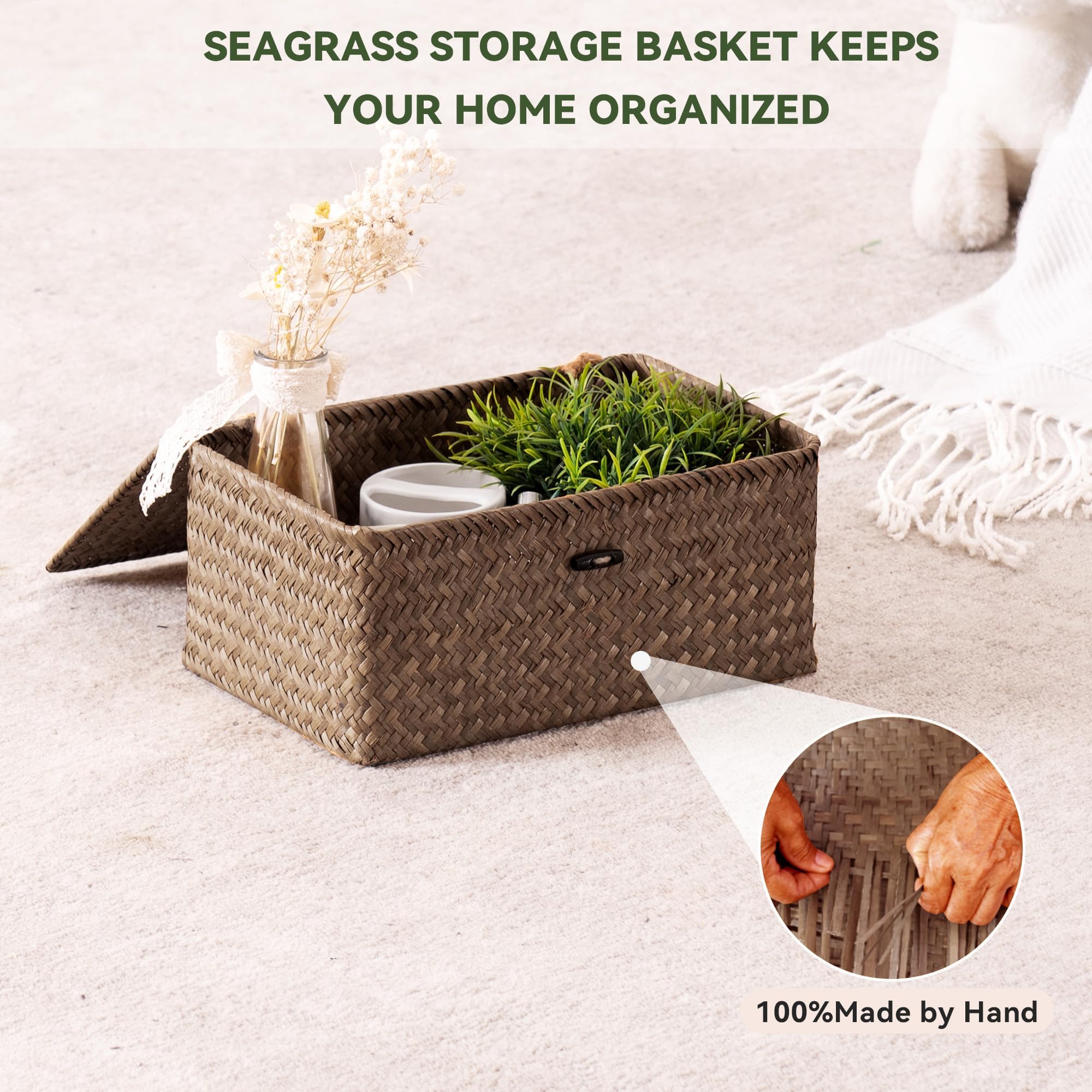 Nonam Seagrass Storage Basket S compact shelf organizer.