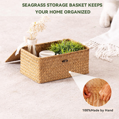 Nonam seagrass storage small with lid, tidy desk essentials.