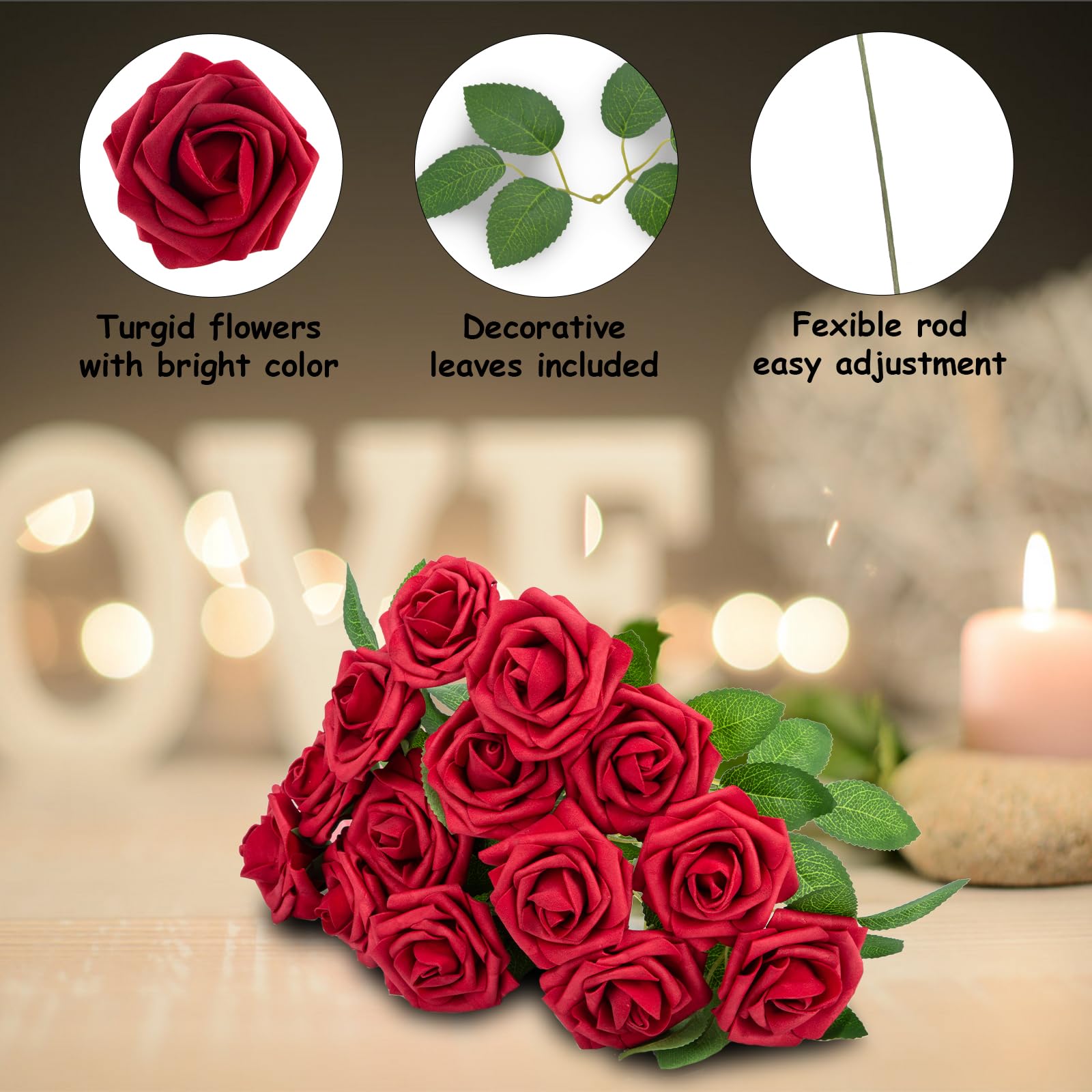 NONMON durable fake roses stay vibrant for long lasting decor