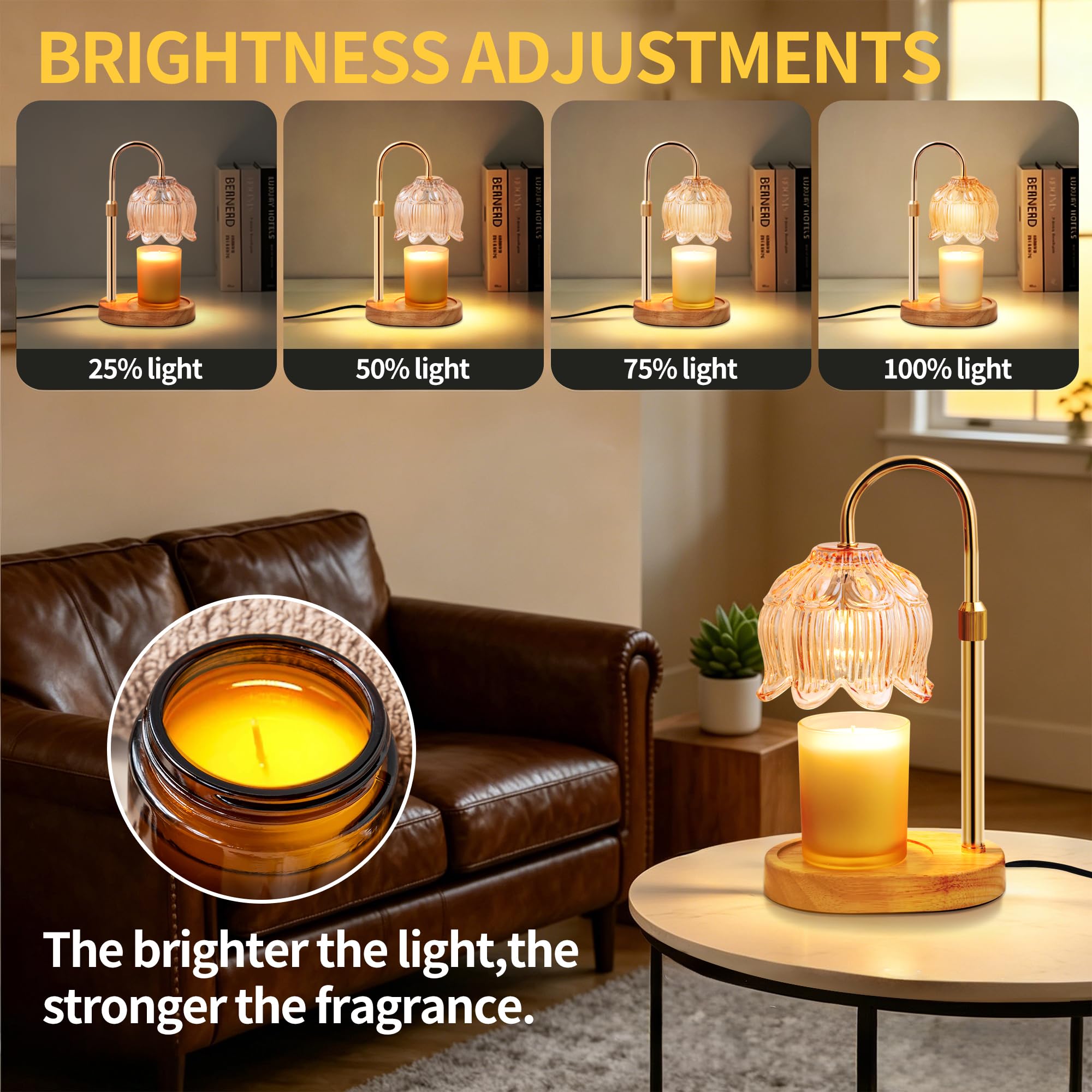 NONVJJ Adjustable Height Warmer fits large jars for versatile candle warming.