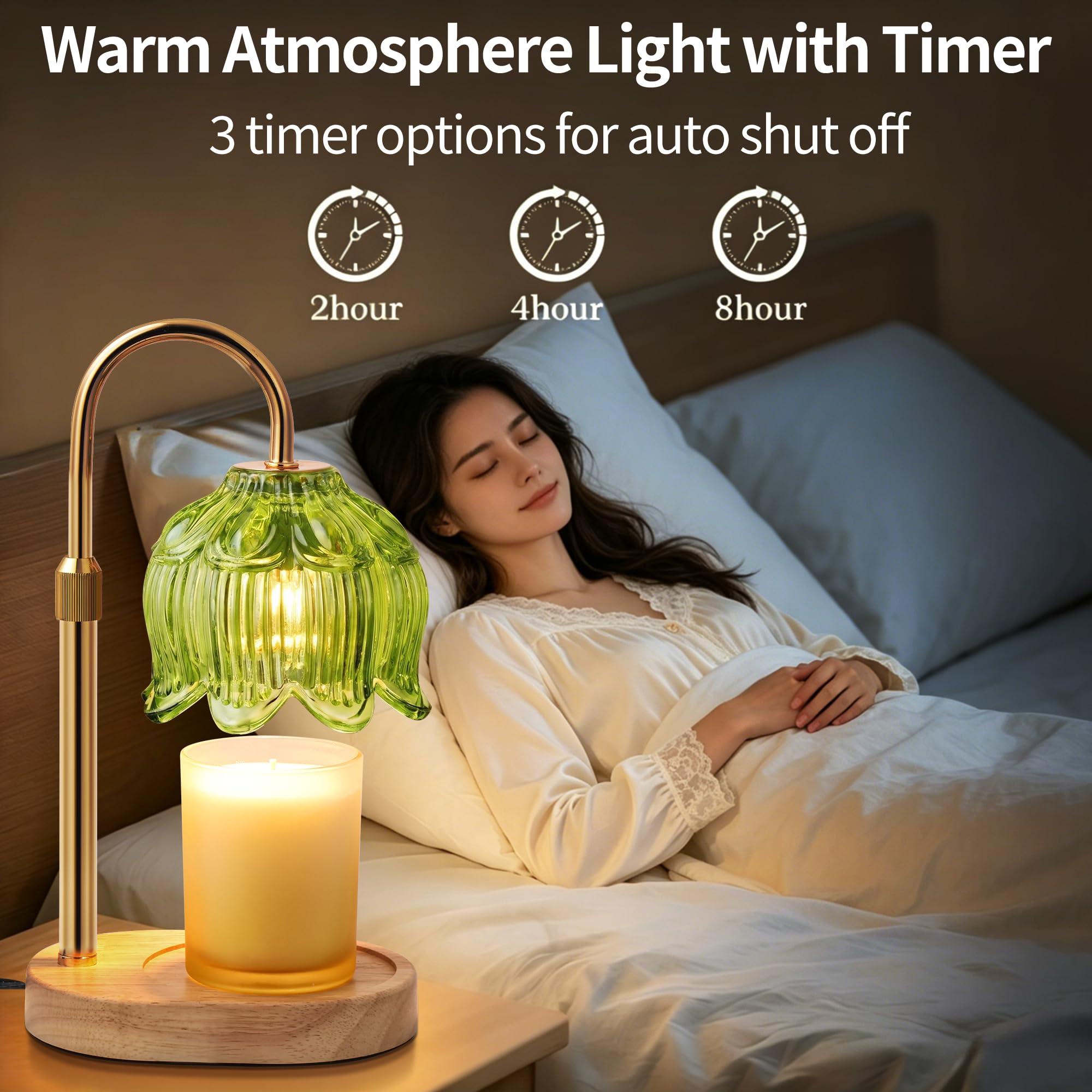NONVJJ Flower Candle Warmer Lamp adjustable height fits larger jars.