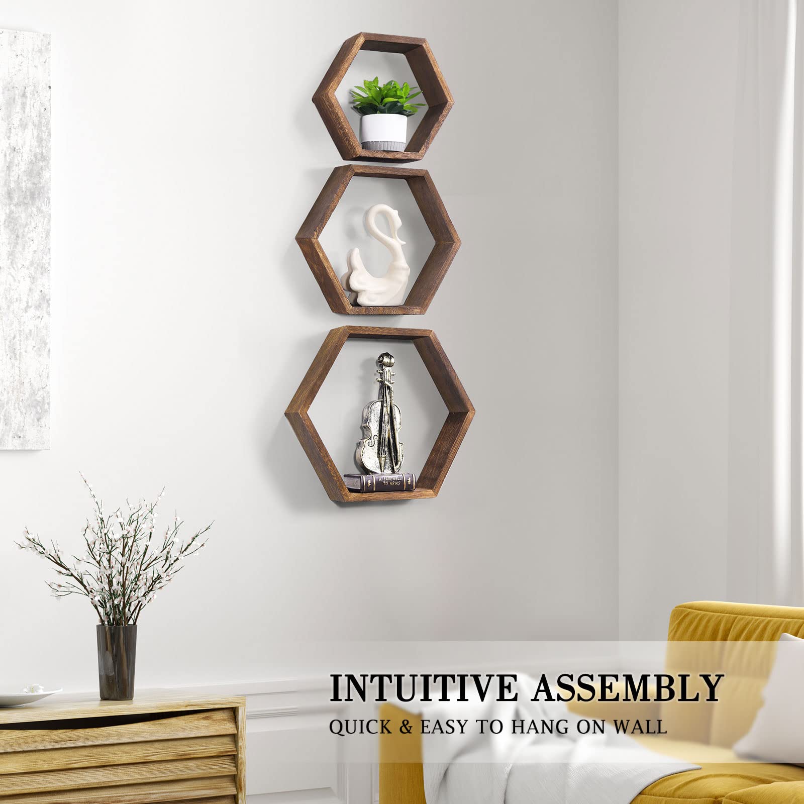NORCEESAN NOVIMANGO hexagon shelf trio complements nursery for tidy storage