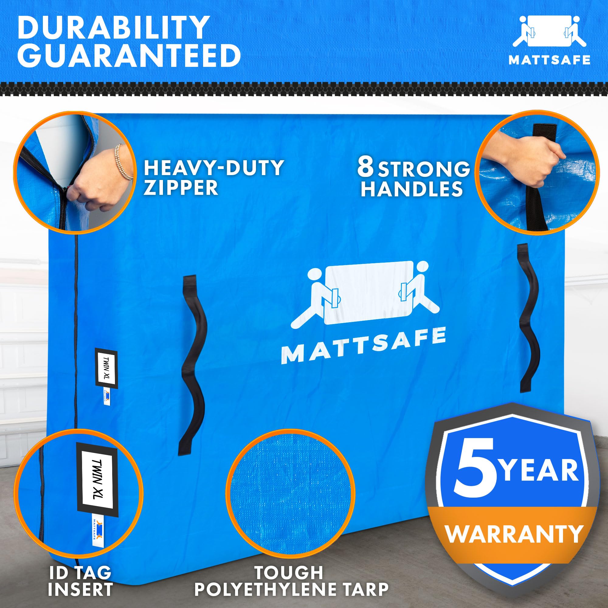 Nordic Elk mattress bag showing eight handles eases lifting on stairs and tight spaces.