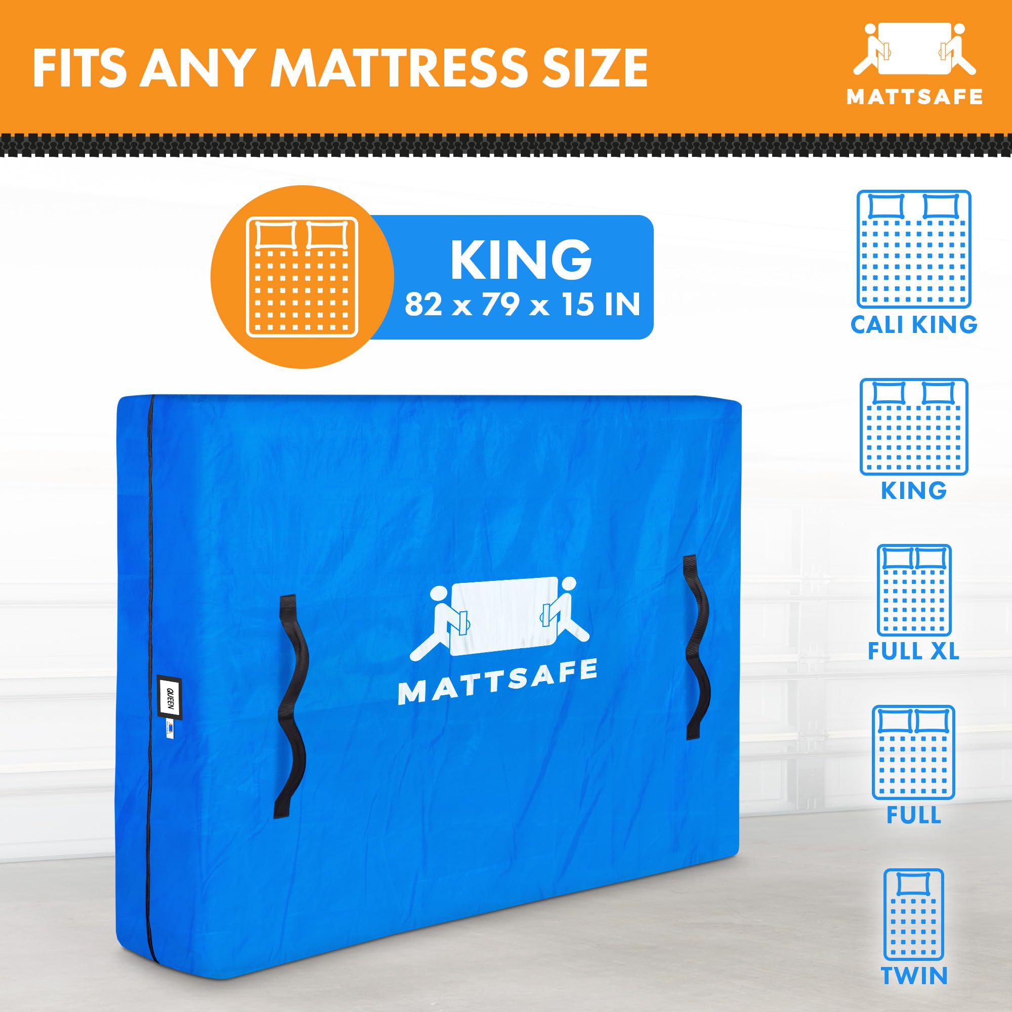 Nordic Elk storage bag protects a king mattress in basement or attic