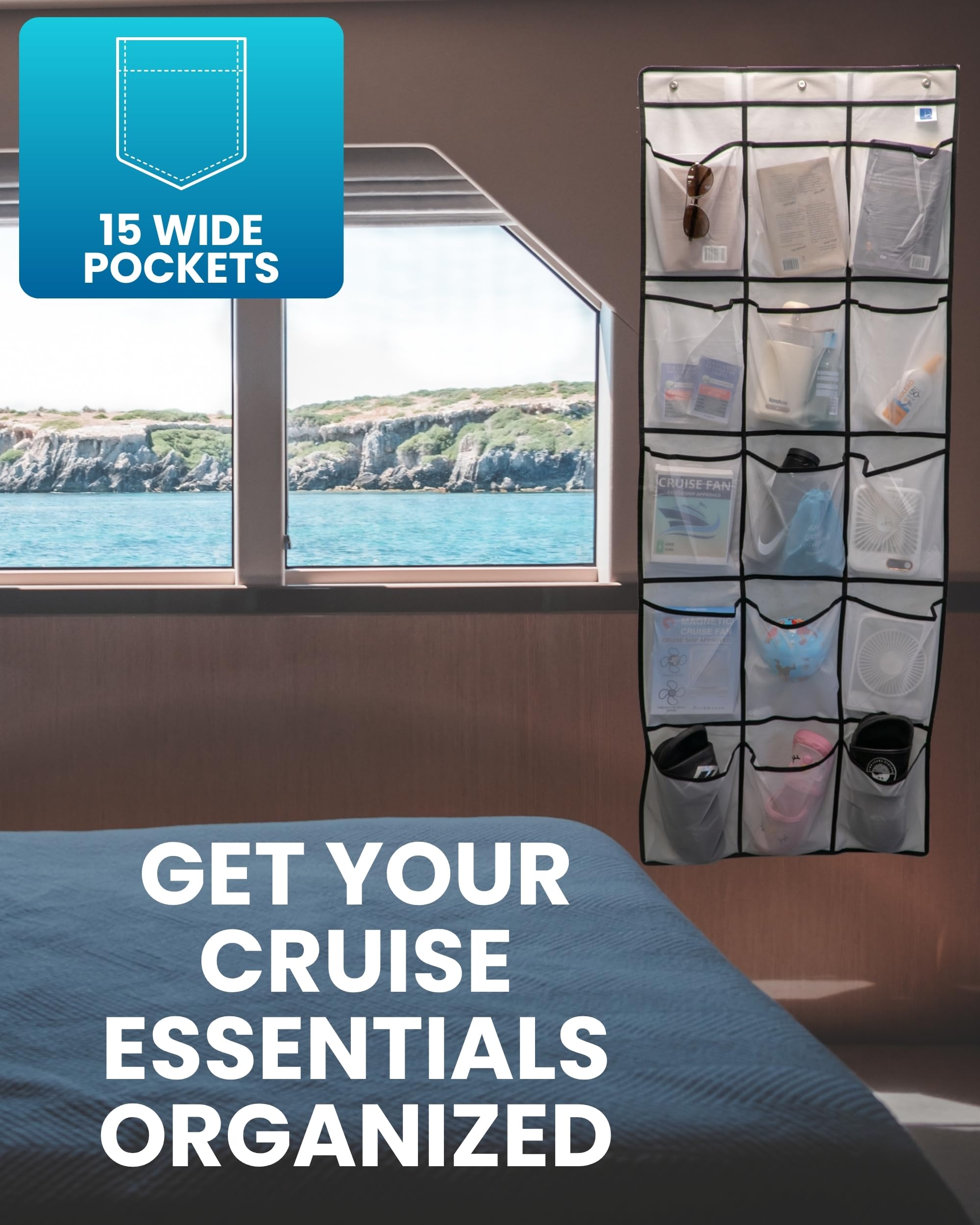 Nordmoose over-door hooks included for flexible hanging when allowed by policy.
