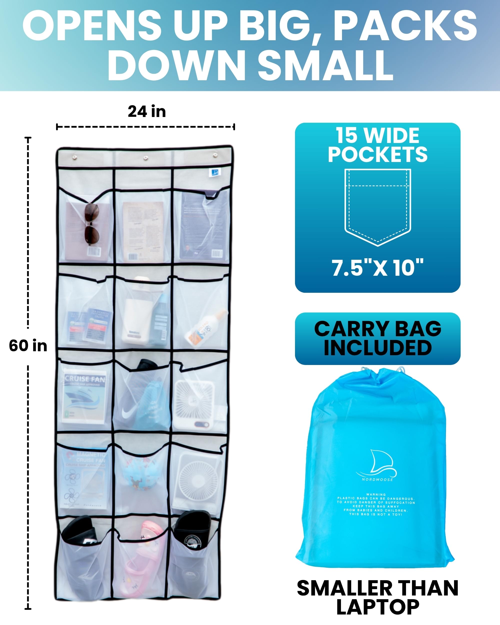 Nordmoose spacious cruise storage helps keep cabin space organized.
