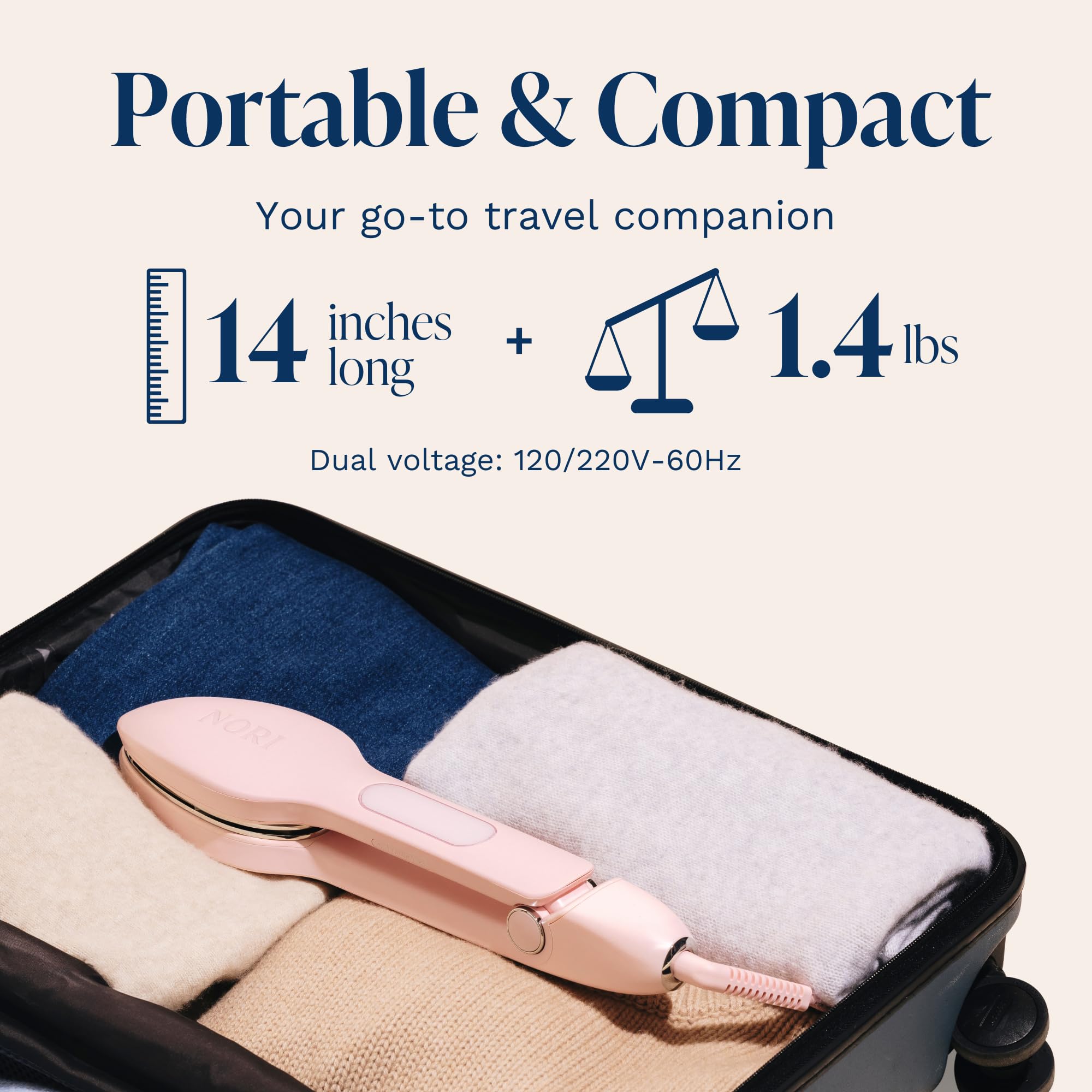 Nori Press pink with steam feature option gentle wrinkle release