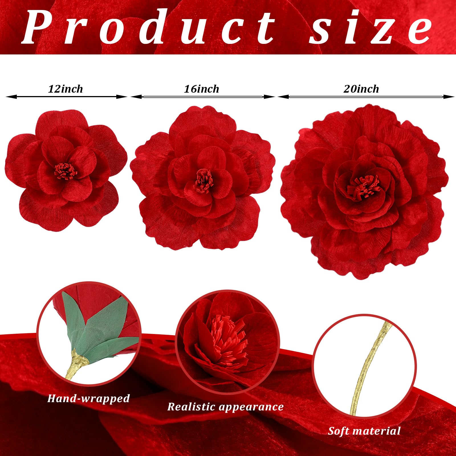 Norme Derby Day 16inch rose in red velvet for dramatic wedding arches.