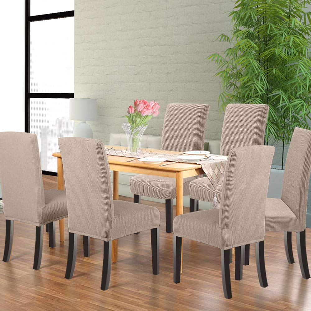 Northern Brothers stretch fabric provides a smooth, secure fit on Parson chairs.