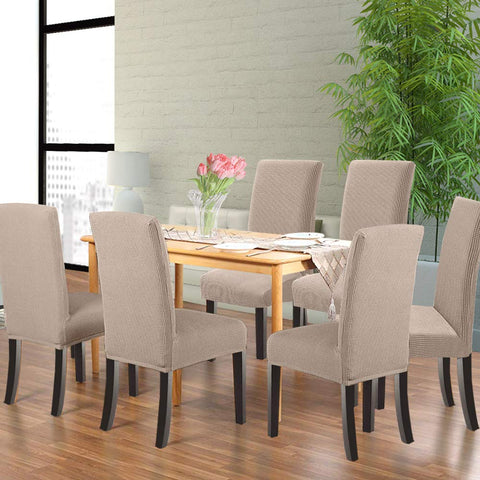 Northern Brothers stretch fabric provides a smooth, secure fit on Parson chairs.