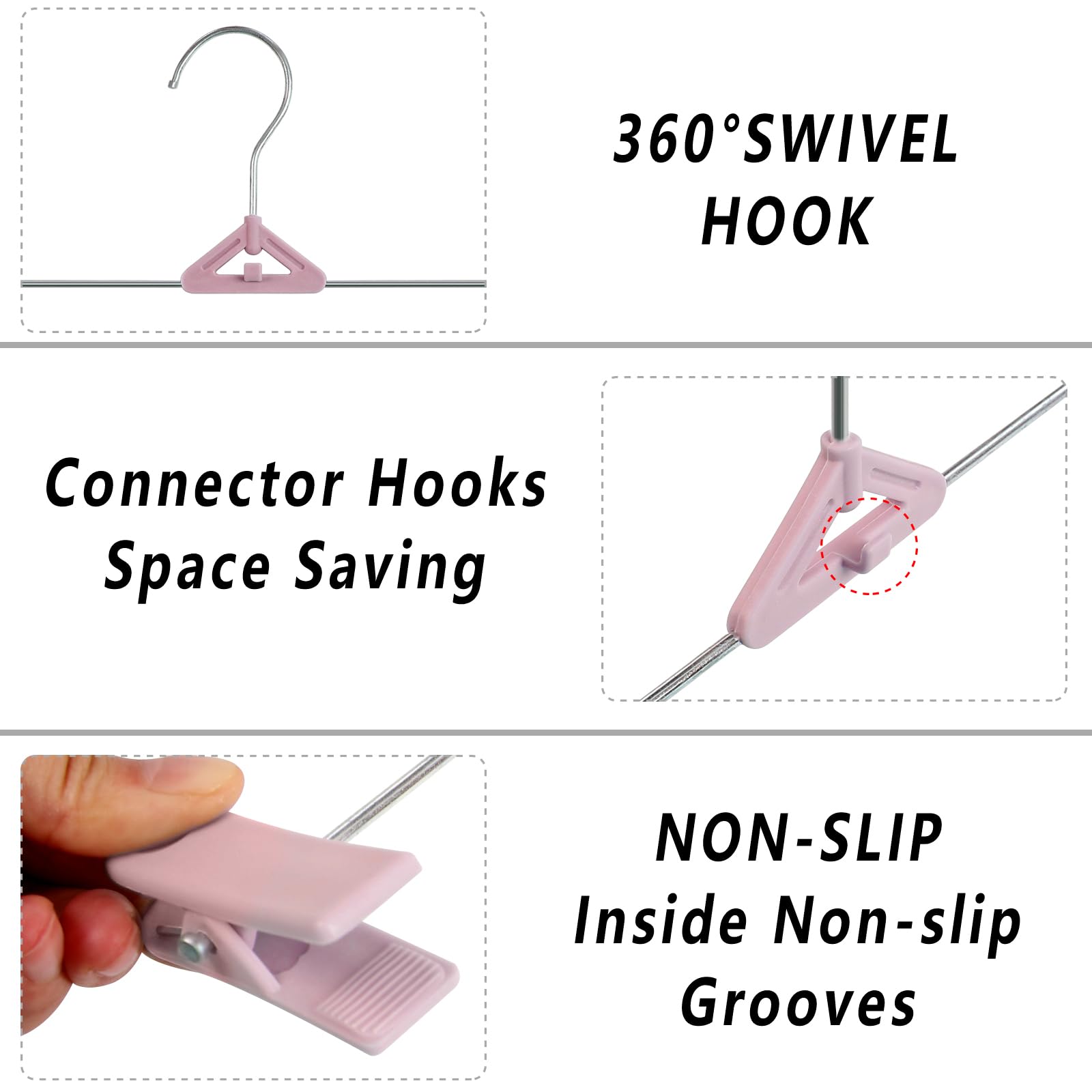 NORTHERN BROTHERS non-slip hangers with adjustable clips fit different sizes securely.