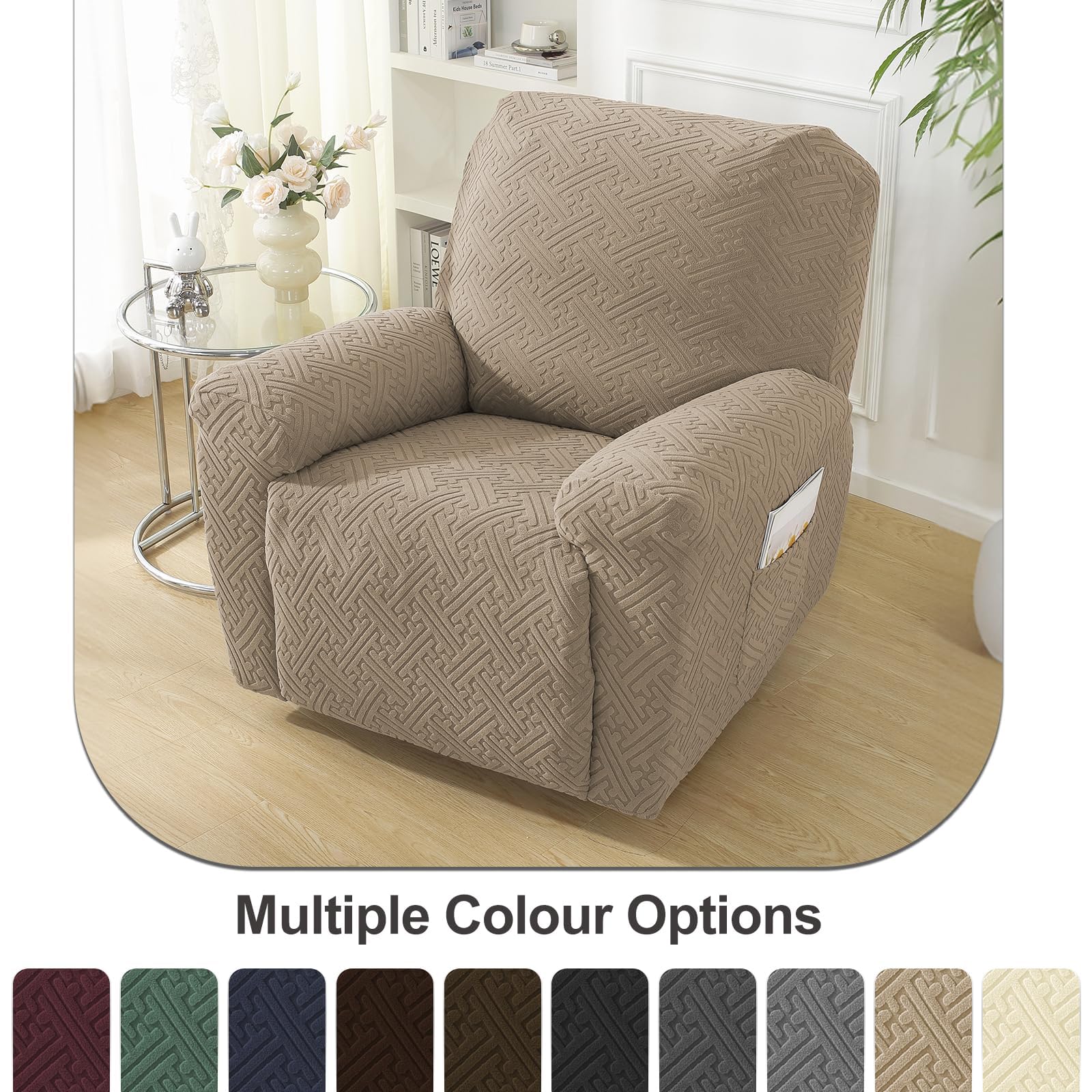 Northern Brothers recliner cover side pockets hold remotes and small items within reach